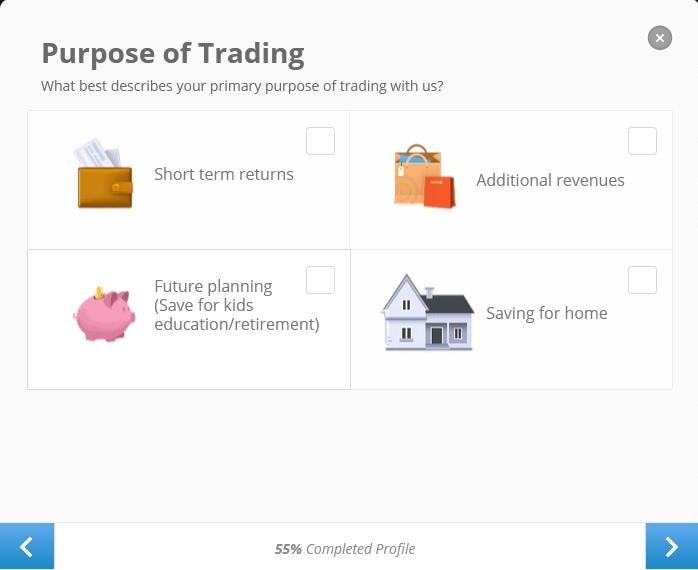 Tujuan investasi di Etoro