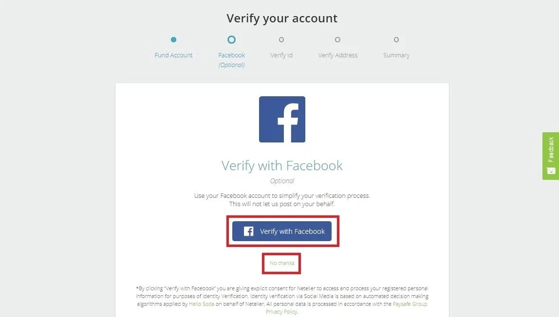 Hướng dẫn liên kết ví điện tử Neteller với tài khoản Facebook