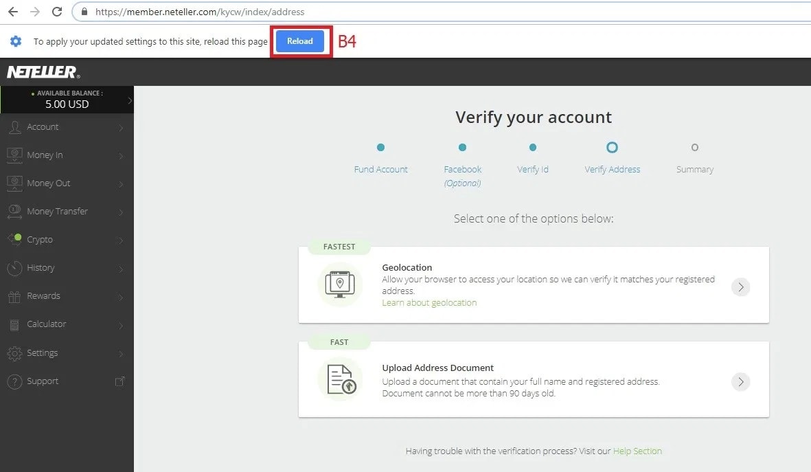 Hướng dẫn xác minh đăng ký tài khoản Neteller bằng Geolocation
