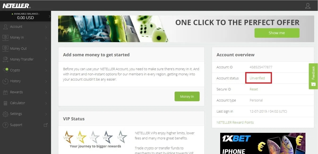 Hướng dẫn xác minh tài khoản Neteller