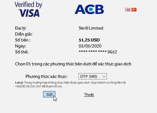 Nạp tiền từ ngân hàng vào ví điện tử Skrill