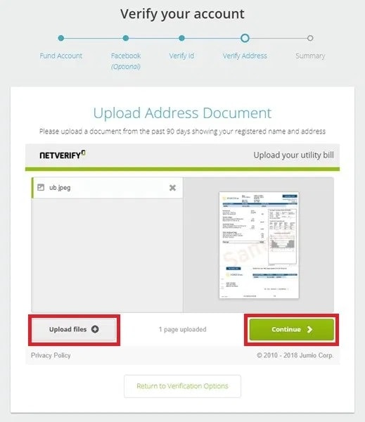 Upload hình ảnh giấy tờ xác minh tài khoản Neteller