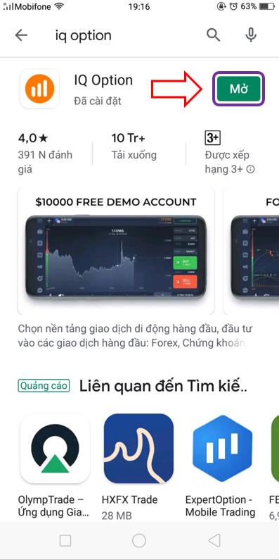 Abra a IQ Option quando a instalação for concluída