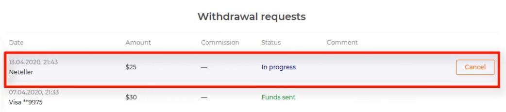Sua solicitação de retirada de IQ Option agora está em andamento