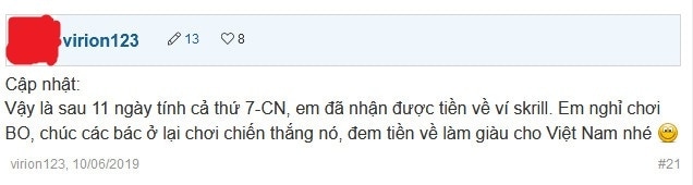 Transaction confirmation showing that the delayed withdrawal was successfully credited after 11 days