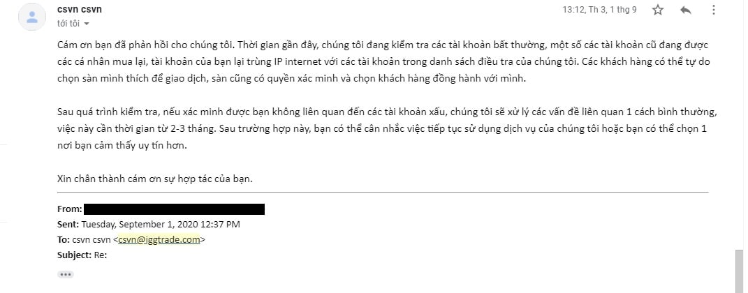 Vague and generic emails from GGtrade regarding systemic transaction audits on the user account